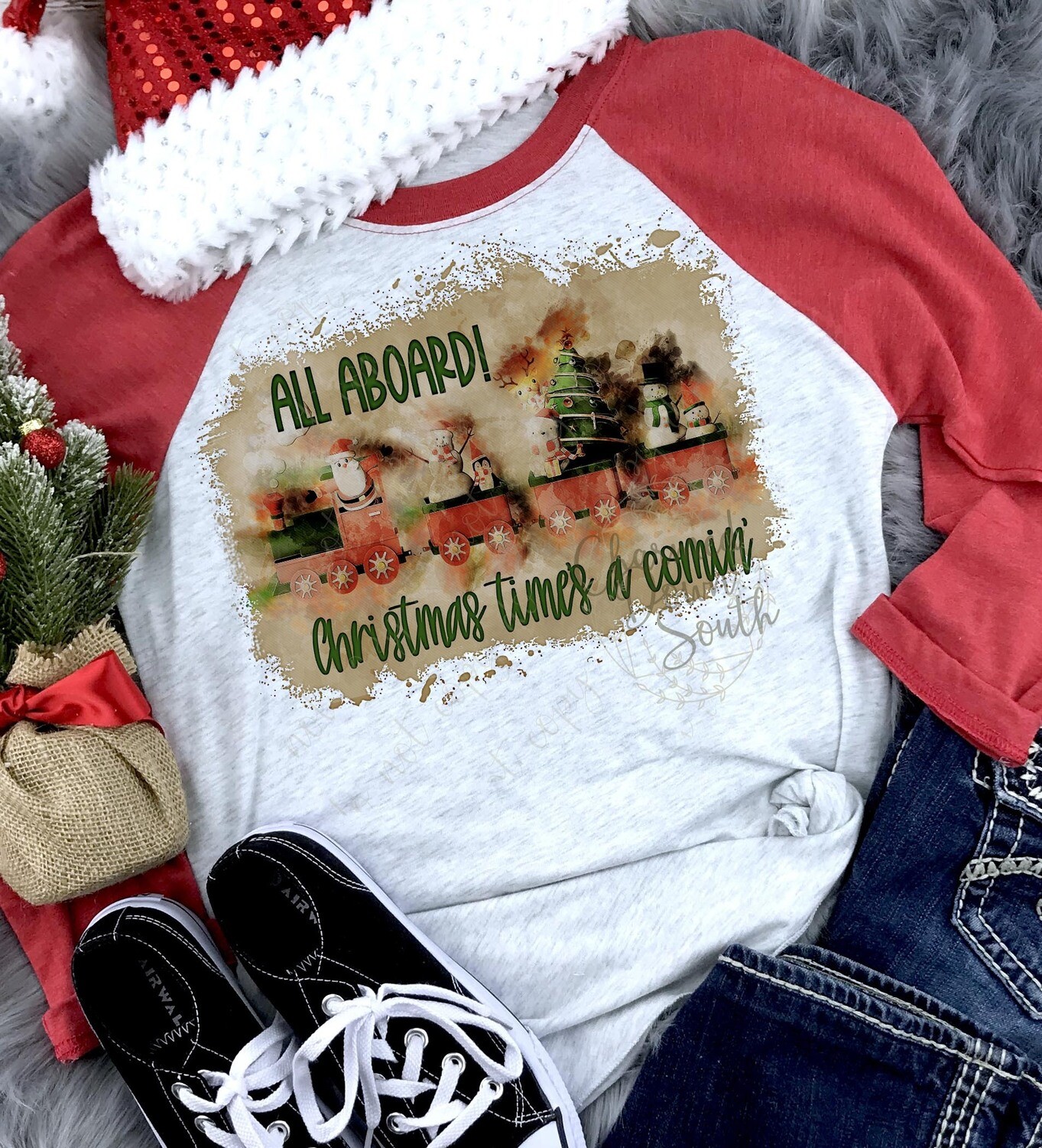 Vintage Christmas Train Digital Design