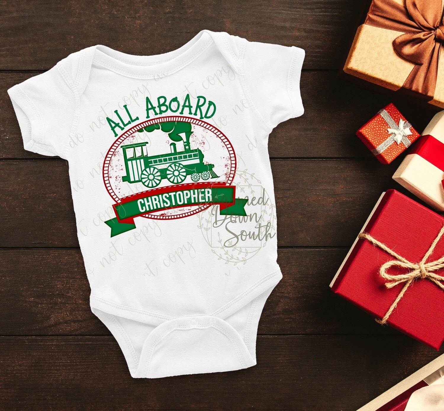 All Aboard Christmas Train Name Plate Digital Design