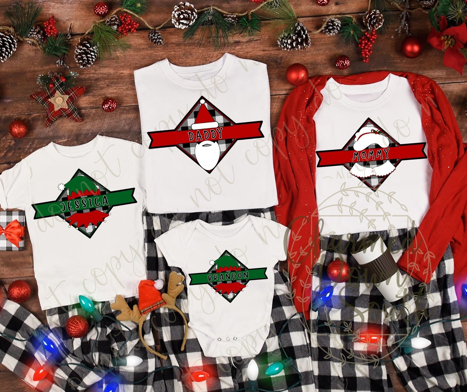 Santa, Mrs. Claus and Elf Name Plate Digital Design Set