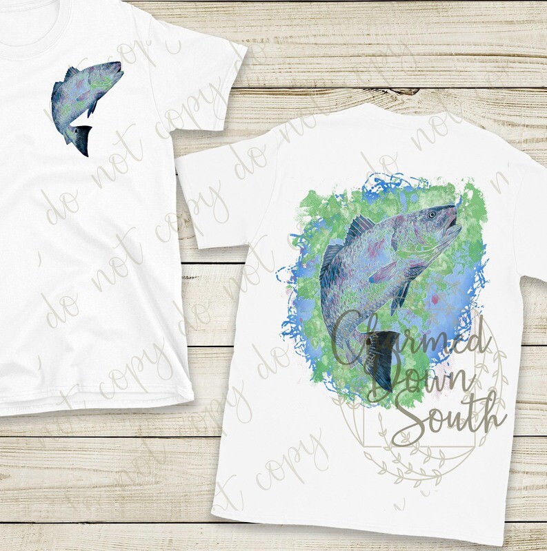 Watercolor Red Fish Front and Back Digital Design