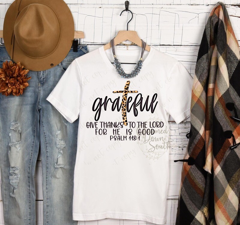 Grateful with Leopard Cross Digital Design