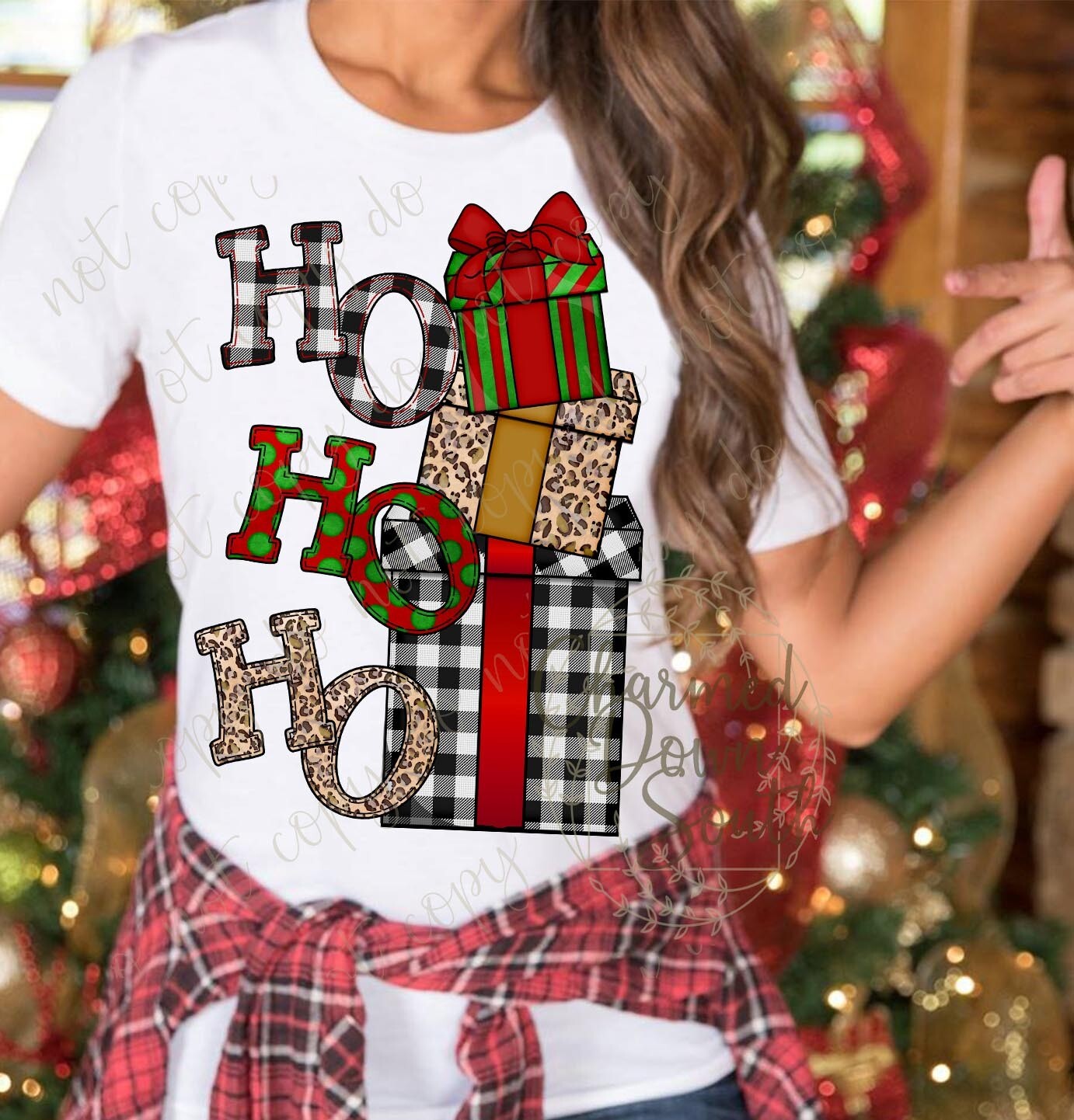 Ho Ho Ho patterned Christmas Gifts Digital Design and Element Set