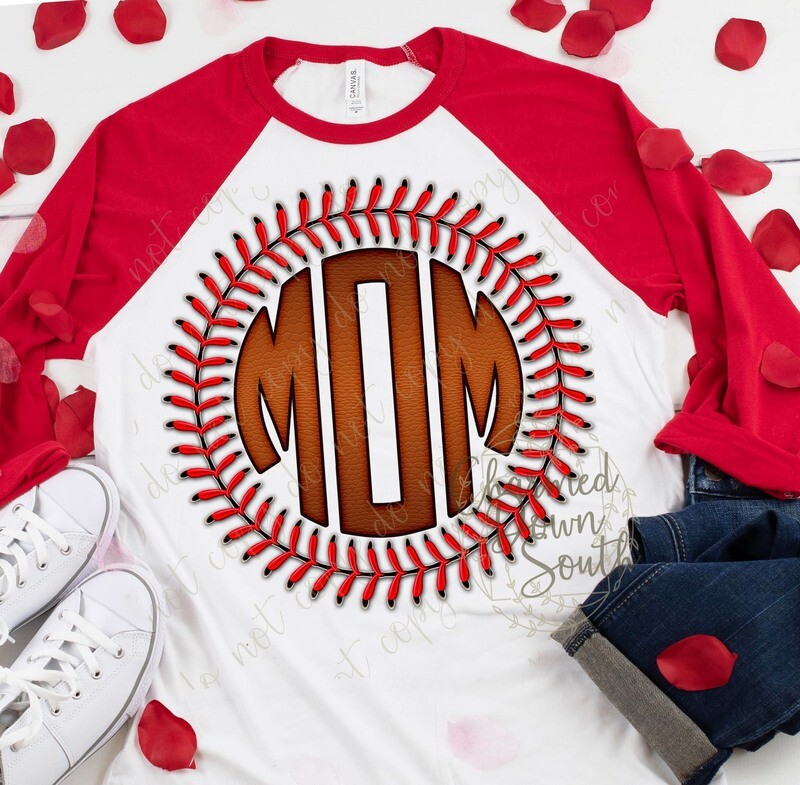 Baseball Stitches Leather Mom Digital Design