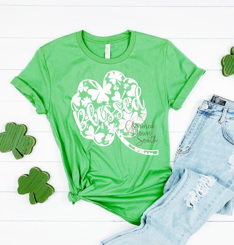 PRE-BUY Blessed Clover Adult White Ink Screen Print Transfer