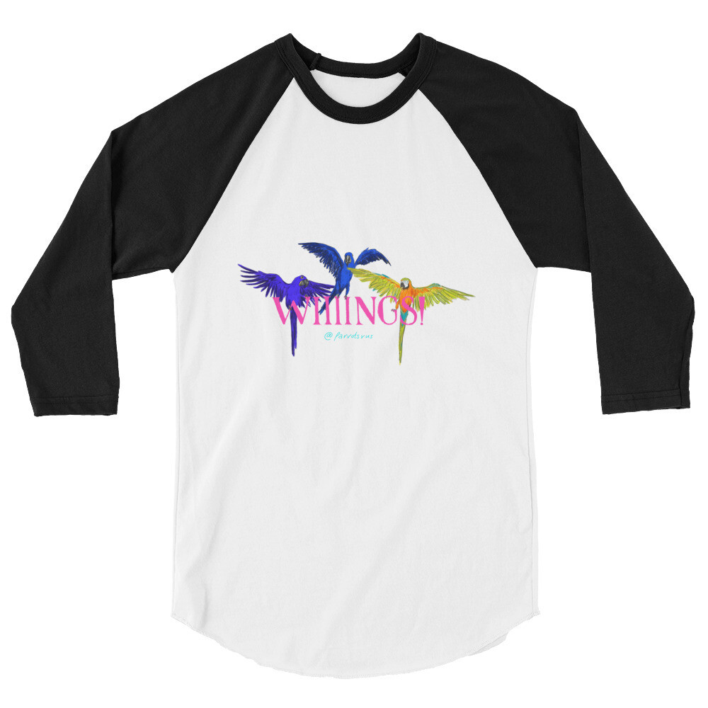 “Wiiings!” Featuring Parrotsrus flock 3/4 sleeve raglan shirt