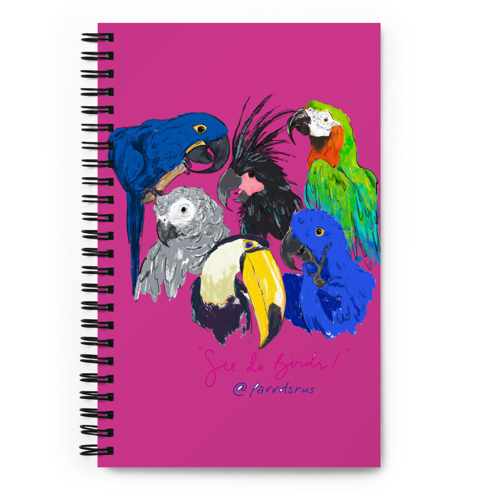 &quot;See Da Birds&quot; Selfie featuring the Parrotsrus Flock Spiral notebook