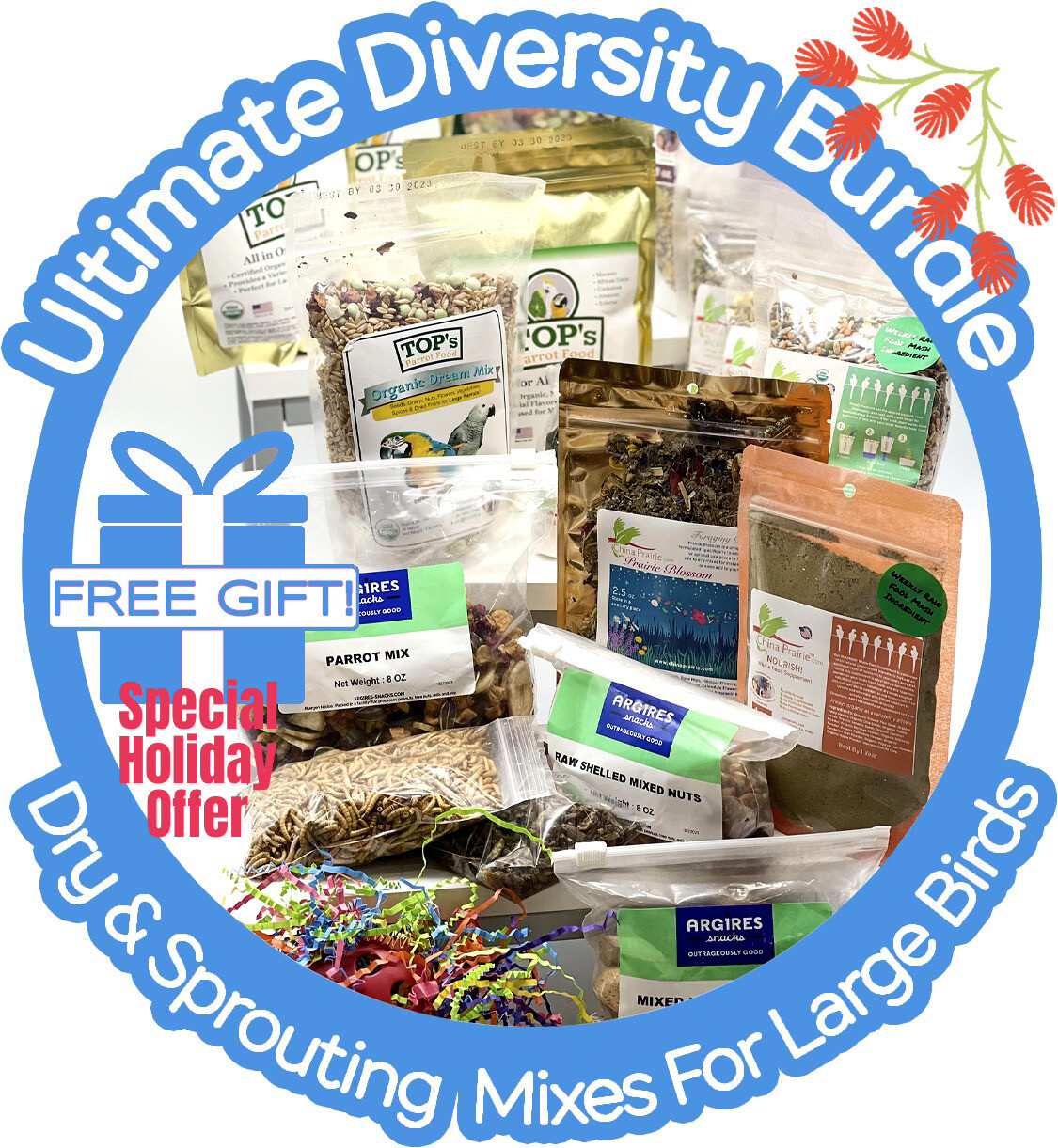 Holiday Thrive! Ultimate Diversity Box (Dry & Fresh) — Large Birds (Special Offer - Buy 1, Give 1 or Get 1 at 10% Off PLUS a FREE Extra Pound of FOOD In Each Box)