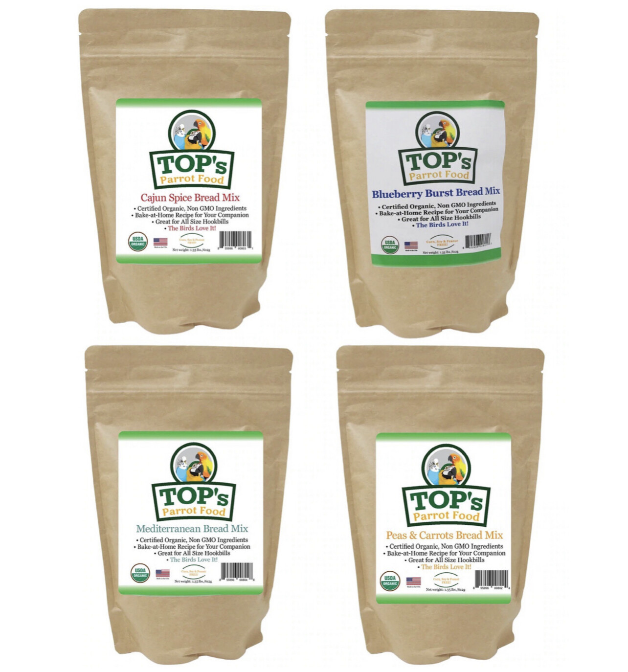 TOPs Parrot Food Bird Bread Mix - Peas & Carrots