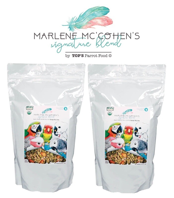 2 Pack Marlene Mc&#39;Cohen&#39;s Signature Blend by TOPs Parrot Food - Mix of TOPs pellets, seed mixes and nuts for Large Birds 5 Lbs total