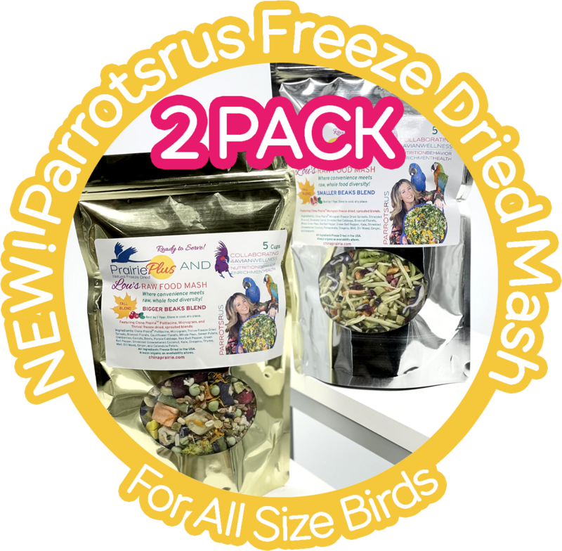 2 Pack NEW! Parrotsrus Freeze Dried Weekly Raw Food Mash -- Big Beak Blend -- You have asked me for years to offer my weekly raw food mash to buy, I am excited to say here it is!!!