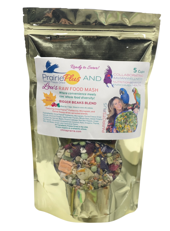 NEW! Parrotsrus Freeze Dried Weekly Raw Food Mash -- Big Beak Blend -- You have asked me for years to offer my weekly raw food mash to buy, I am excited to say here it is!!!
