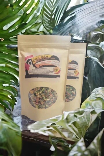 Bird Bites Freeze Dried Chop -- 2 Cups -- Pepper Fiesta -- Two cups of epic freeze dried chop. May be served dry for birds who enjoy a yummy crunch, or spritzed with water for a delicious, fresh