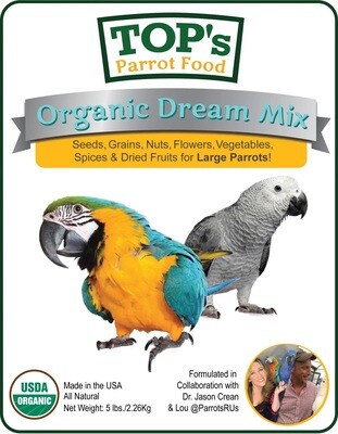 Tops Parrots Food 1 Lb USDA Dream Mix for Medium and Large Birds