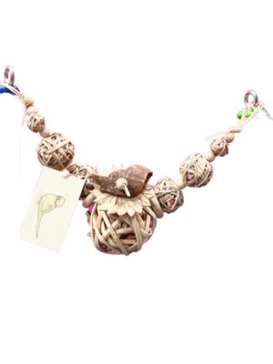 Early Bird cage garland - cage garland toy for small and medium birds, cockatiel toy, conure toy, all-natural parrot toy by Little Dinos Natural Bird Toys