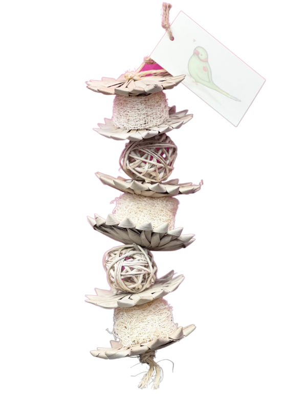 Palm Leaf Stack Hanging Toy - The Palm Leaf Stack is an ideal toy for small to medium-sized parrots, and is perfect for hiding treats in to encourage natural foraging behavior by Little Dinos Natural