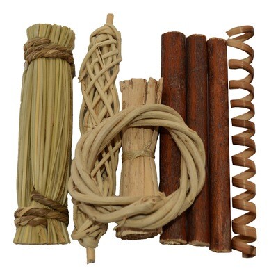 8 Count of Natural Crunchies - Seagrass, Apple Wood Sticks, Vine Sticks and Circle by Super Bird Creations