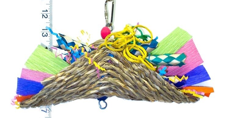 Fiesta Taco - Made out of bird friendly sea grass, this toy is good for birds that like to pick and preen at natural, woven, straw-like fiber. Inside the taco is stuffed FULL with many textures