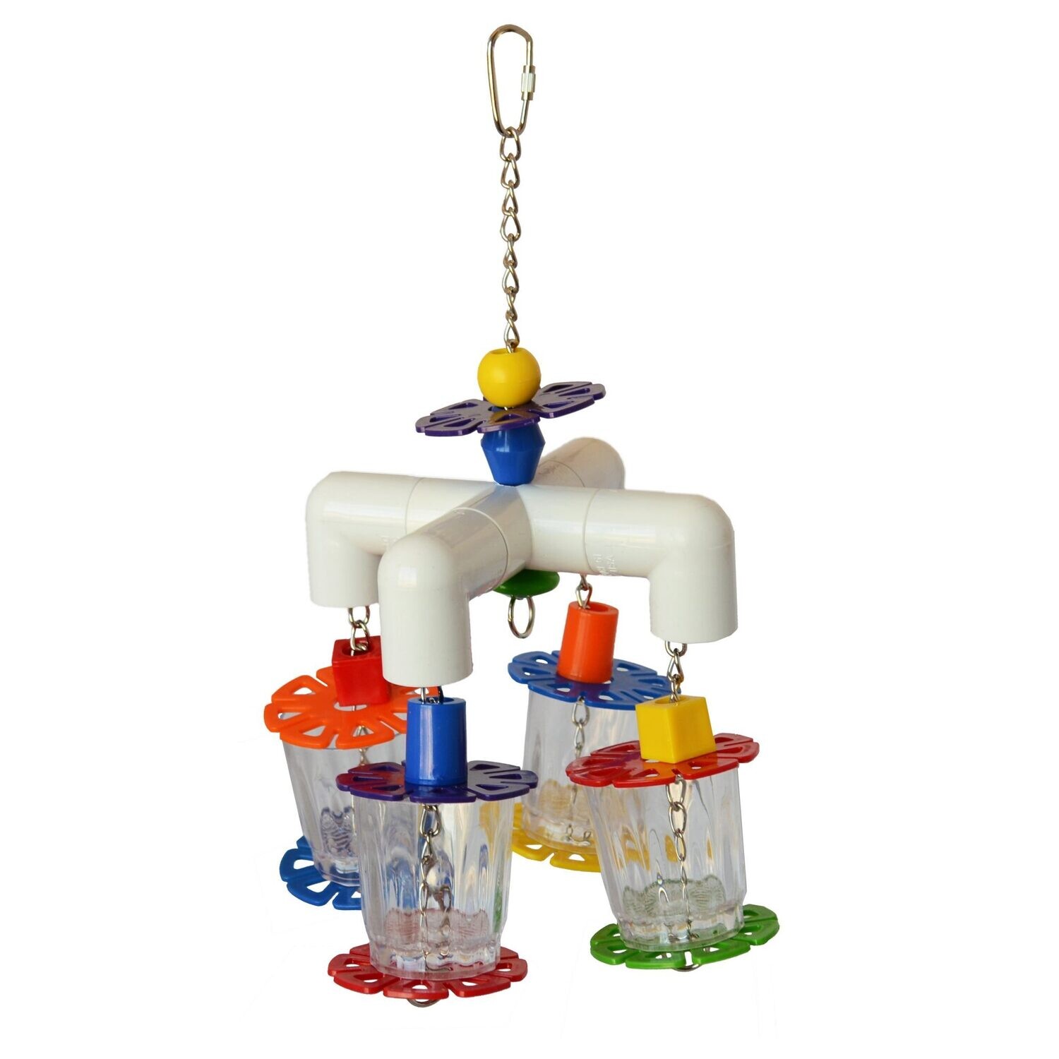 Hanging 4 Way Clear Acrylic Cup Forager from Super Bird Creations - Perfect for Small and Medium Size Birds