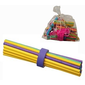 Colorful Lollipop Sticks with Birdie Bagel Bundle Foot Toy by HM Bird Toys, made in USA
