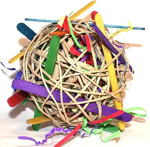 Foraging Munch Ball by Cheep Thrills - A large vine ball crammed full to drive your bird nuts! 5&quot; Diameter