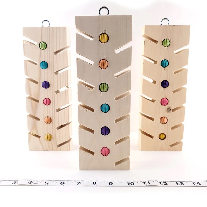 Stop! Forage Time Hanging Wood Toy for Medium and less destructive Large Birds by Cheep Thrills
