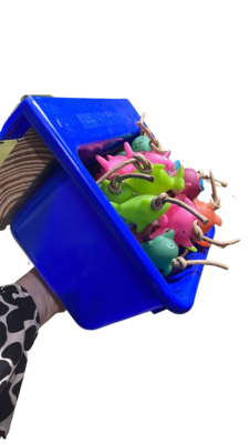 GIANT Royal Blue Foot Toy Bucket | Large Parrot (hardware included to attach inside or outside of your birds enclosure)