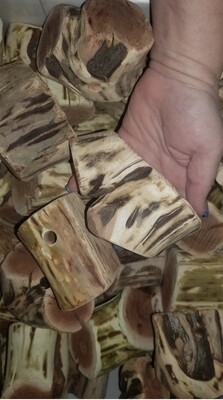 Natural Manzanita Blocks / Foot Toys includes drilled hole to refill skewers and toys -- Size XXL Large
