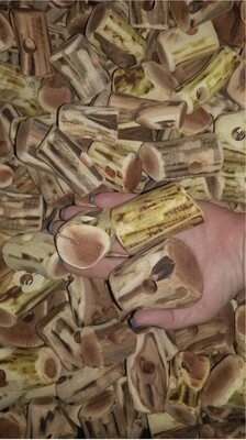 Natural Manzanita Blocks / Foot Toys includes drilled hole to refill skewers and toys -- Size Large