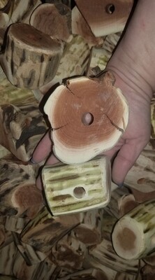 Natural Manzanita Blocks / Foot Toys includes drilled hole to refill skewers and toys -- Size Extra Large