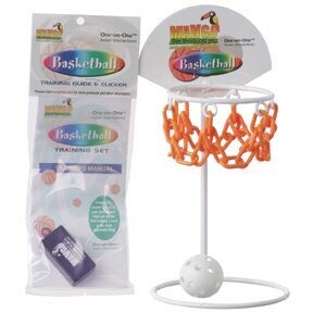 Basketball Hoop & Ball Set with Clicker Guide -- Small / Medium (great for Tiny, Small and Medium Size Birds) - 8.5" Tall