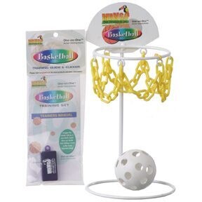 Basketball Hoop & Ball Set with Clicker Guide -- Small / Medium (great for Small and Medium Size Birds) - 10" Tall