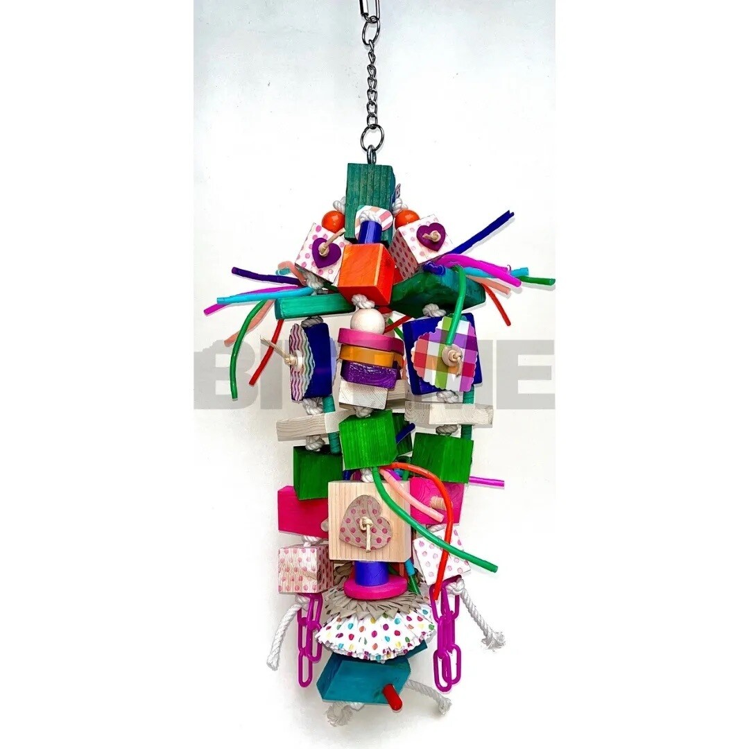 Valentino 4 Section Hanging Toy, lots of diversity and color! from Bite Me Birdie