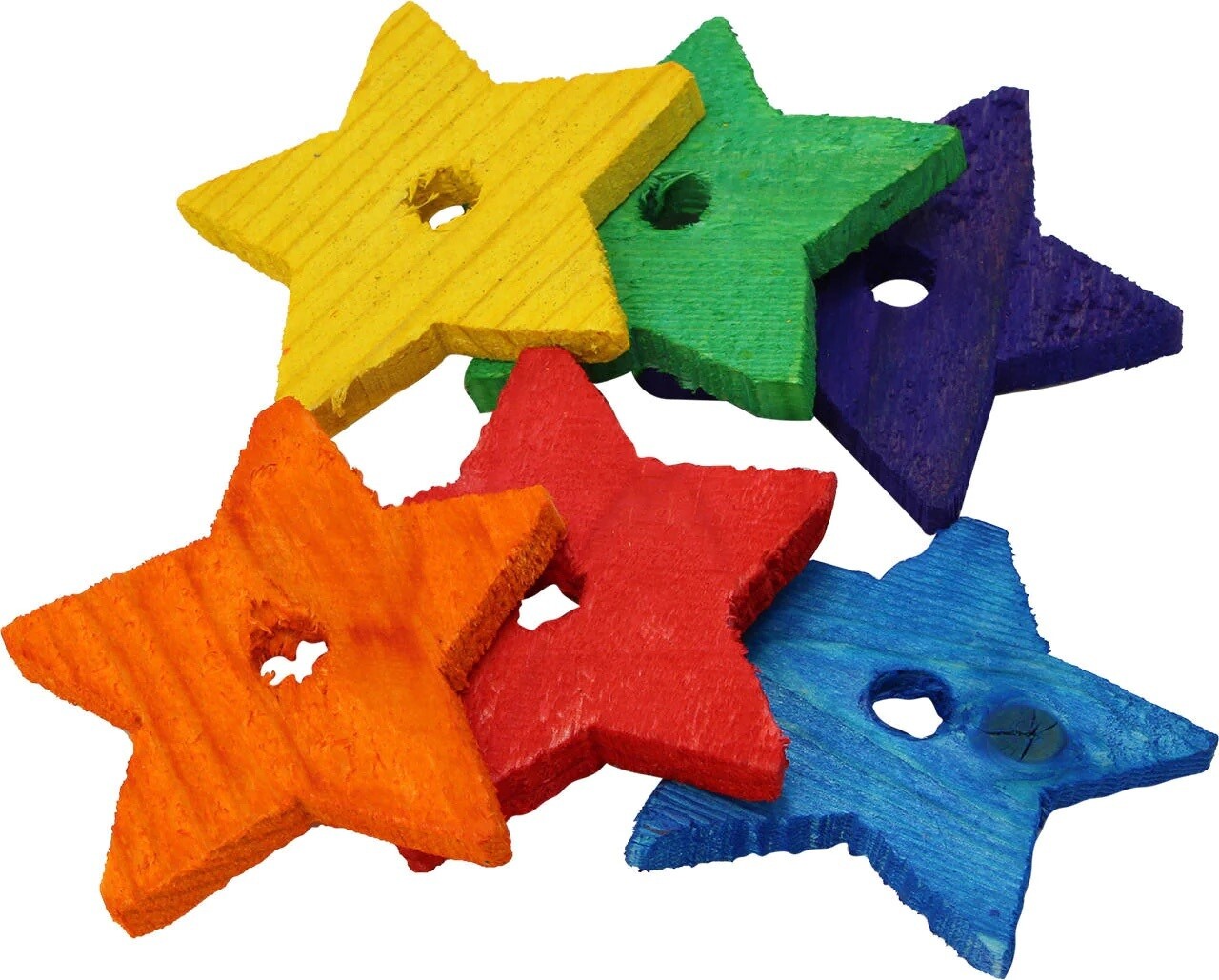 Medium Wood Stars - Pack of 6 multi-color by Bonka Bird Toys