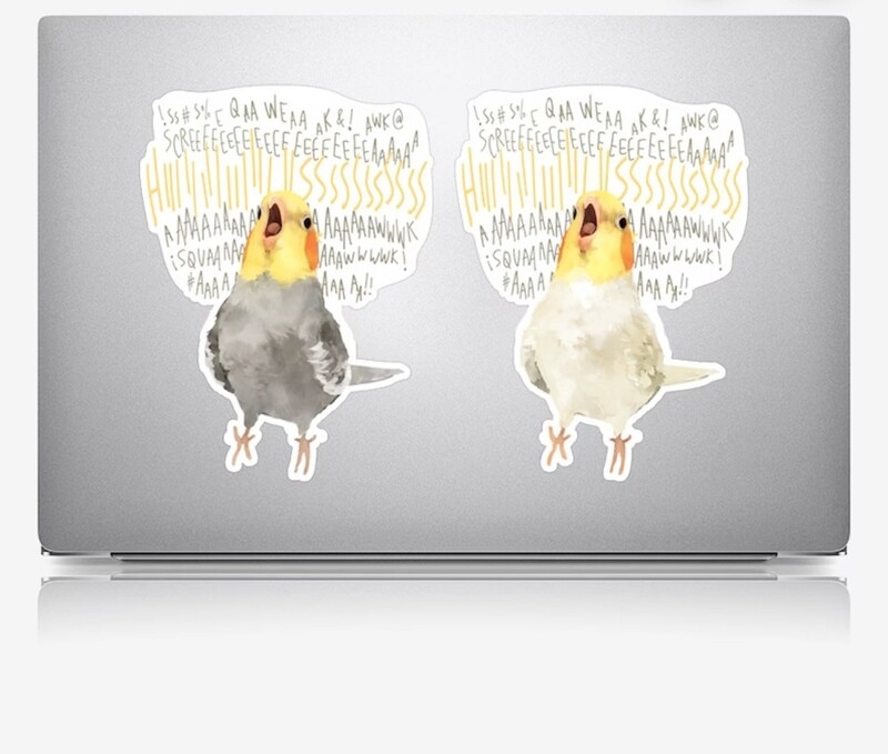 Angry Hissing Cockatiel Vinyl Sticker