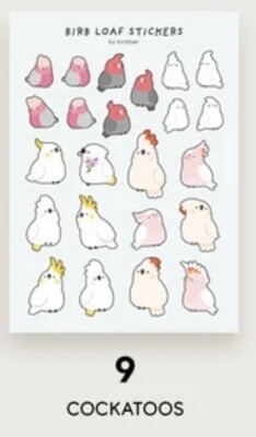 Cockatoos Bird Loafs Sticker Set