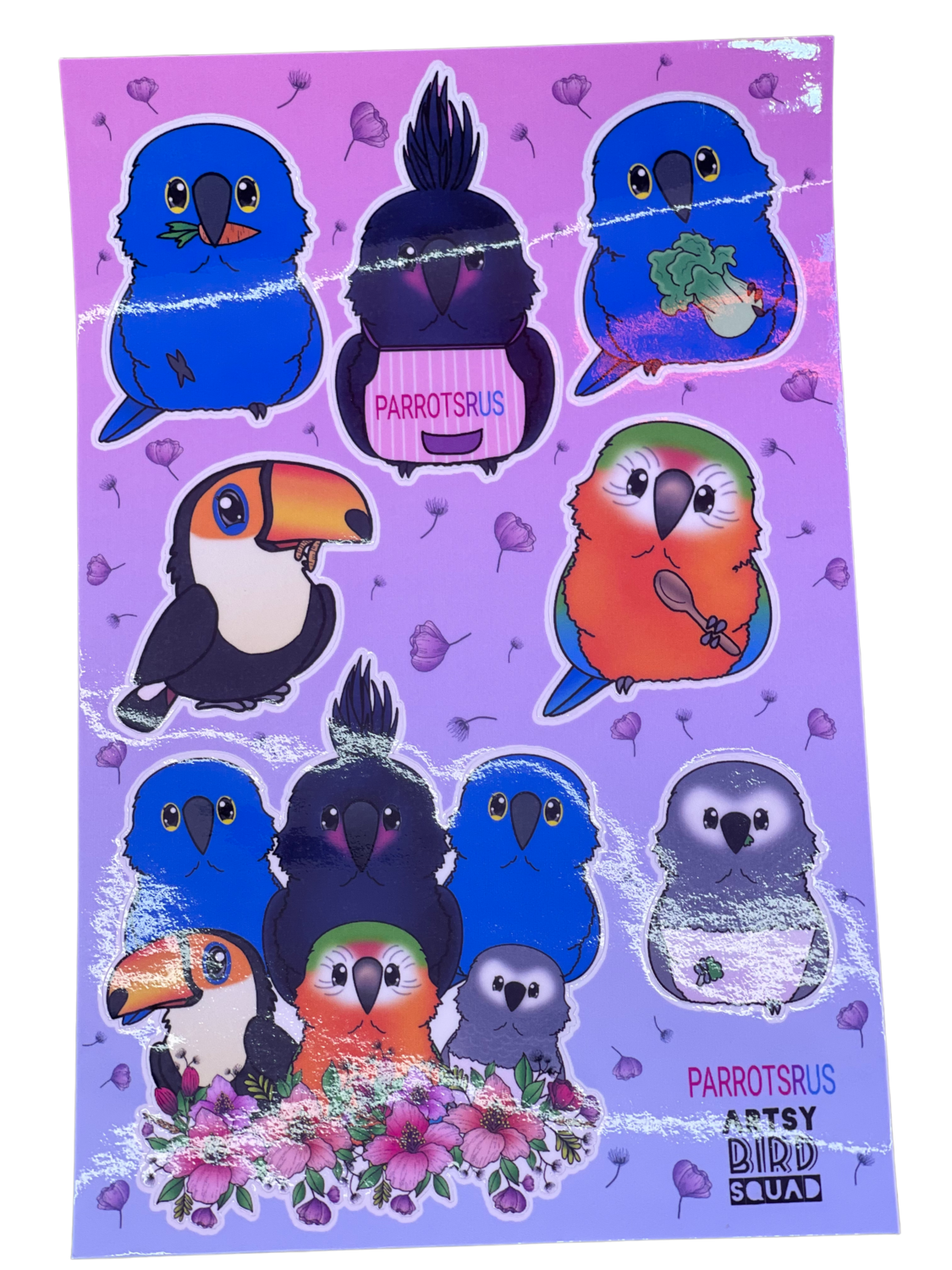 Artsy Bird Squad Parrotsrus Vinyl Sticker Set