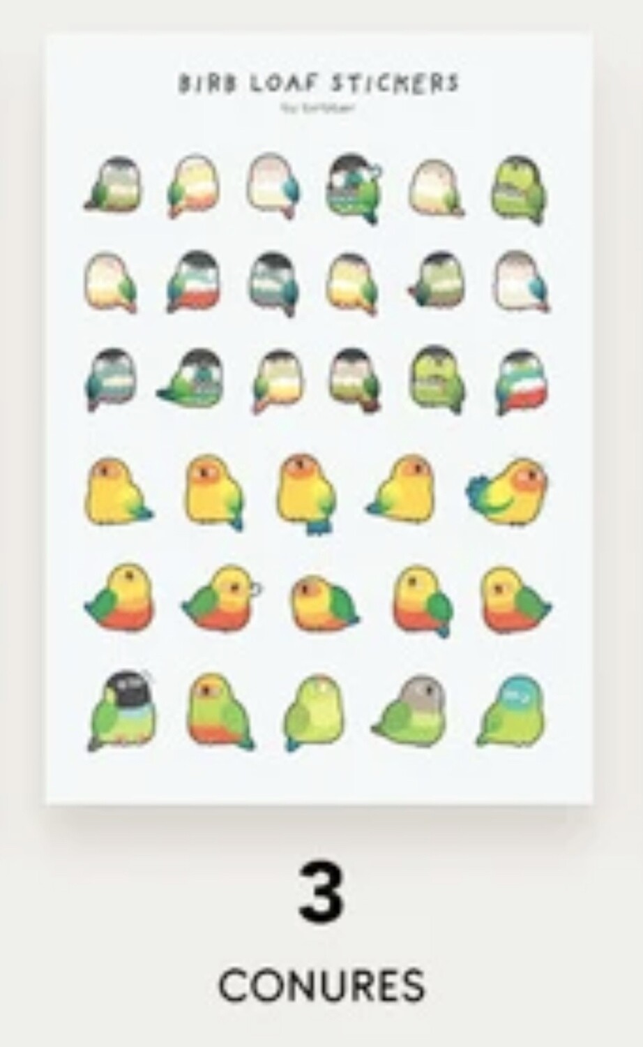 Conures Bird Loafs Sticker Set