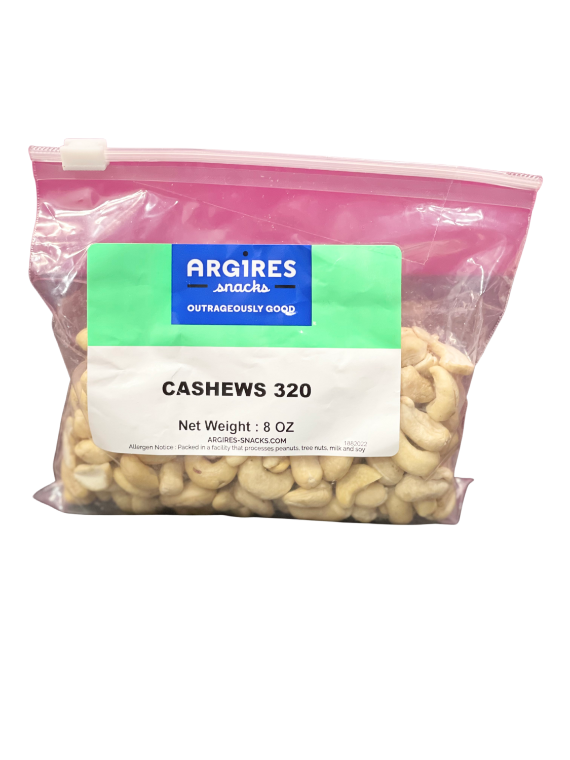 8 oz Cashews Shelled and Unsalted by Argires Snacks