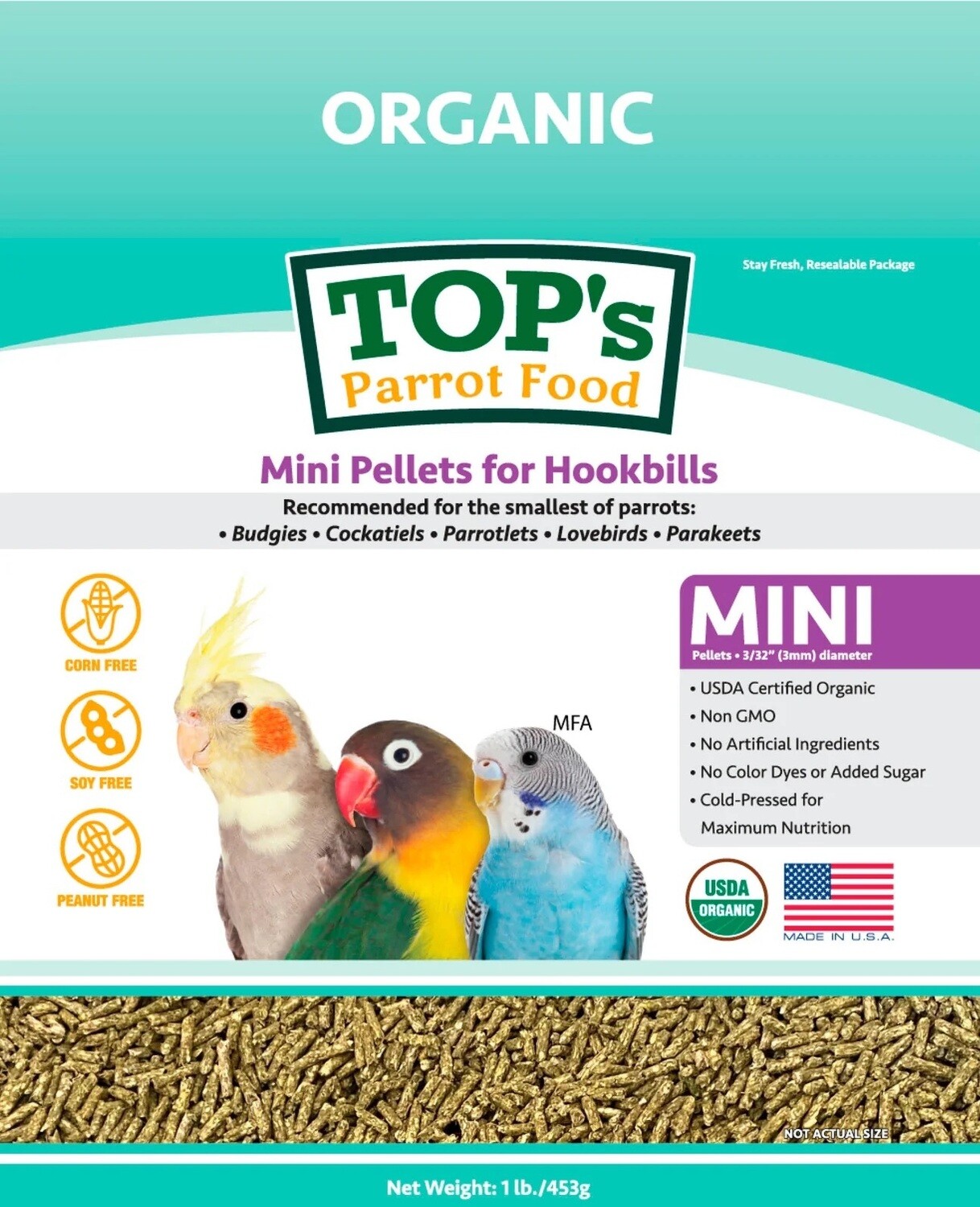 Tops Parrots Food Mini Sized Pellets - 1lb