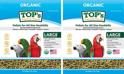 4Lb Large Pellet Two-Pack Organic TOPs Parrot Food (includes Shipping) 