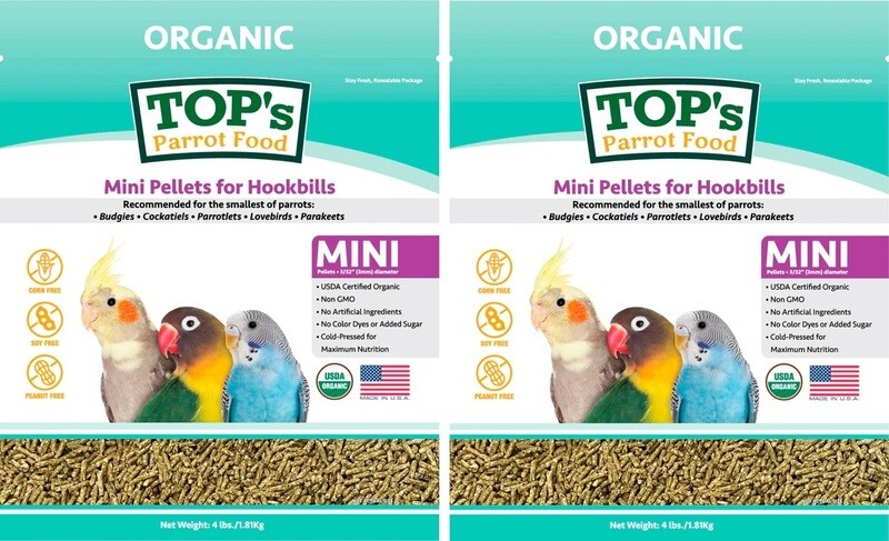 4Lb Mini Pellet Two-Pack Organic TOPs Parrot Food (includes Shipping) 