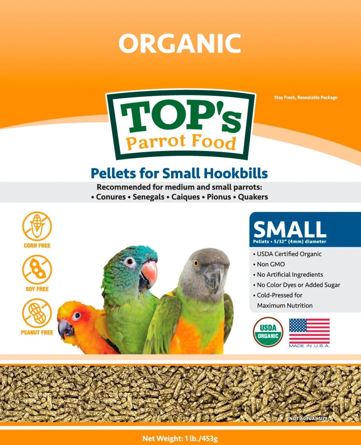 Tops Parrots Food Small Sized Pellets - 1lb