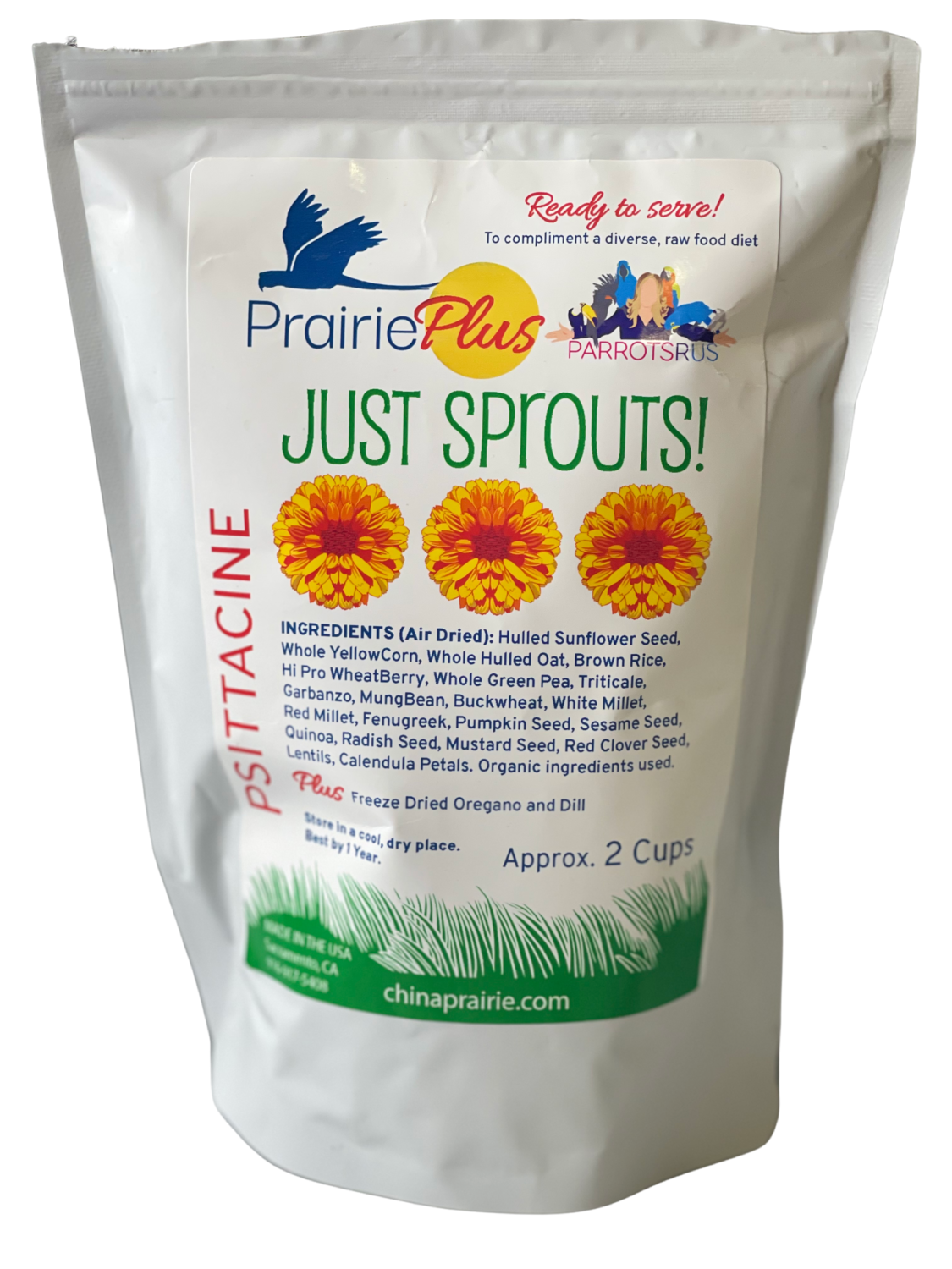 Just Sprouts! Psittacine - Prairie Plus Air Dried Sprouts -- 2 Cups