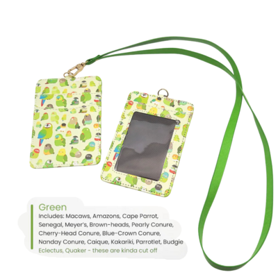 Parrots ID Badge Card Holder / Lanyard - Green