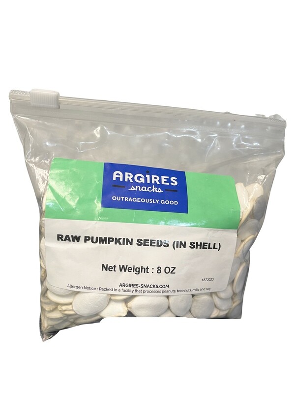 Raw Pumpkin Seeds Extra Large In Shell Unsalted - 8 oz by Argires Snacks