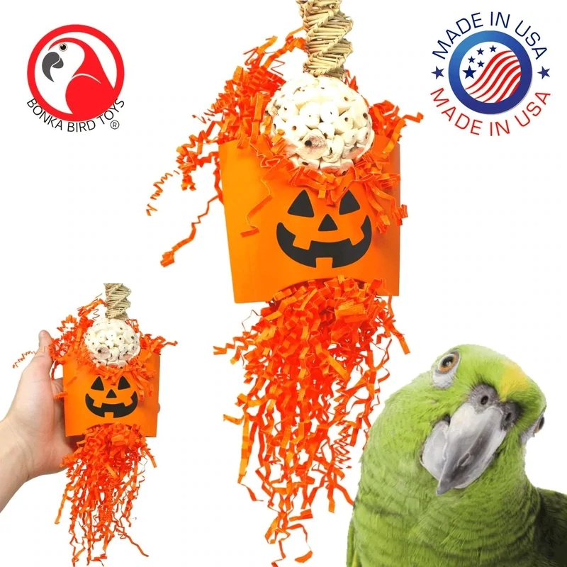 Halloween Pumpkin Sola Hanging Toy by Bonka Bird Toys