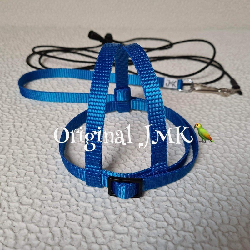 JMK Harness and Leash - Color Blue, Size Large: 600-1100 grams: Lg Macaws, Triton, Sm. Moluccan