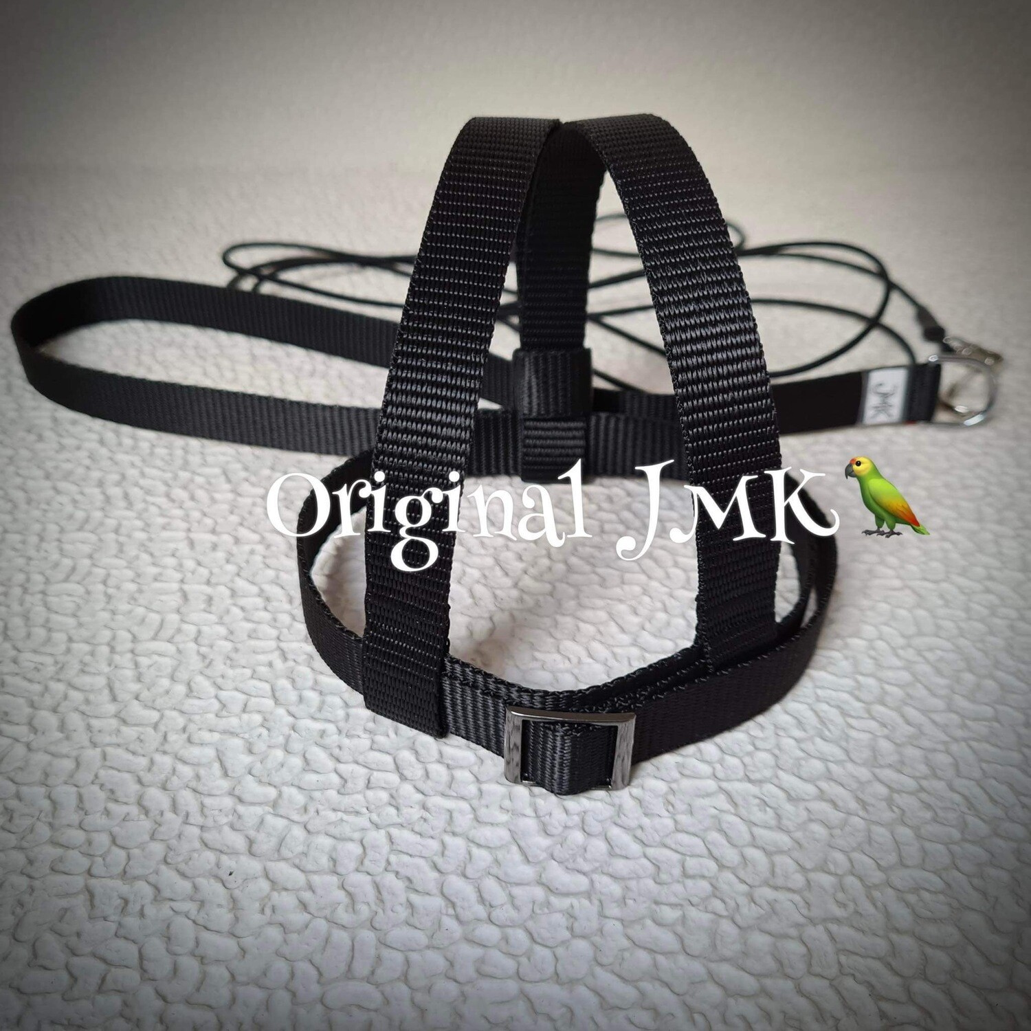 JMK Harness and Leash - Color Black, Size X-Large: 1100+ grams: Lg Moluccan, Green Winged Macaw, Hyacinth Macaw, Buffons