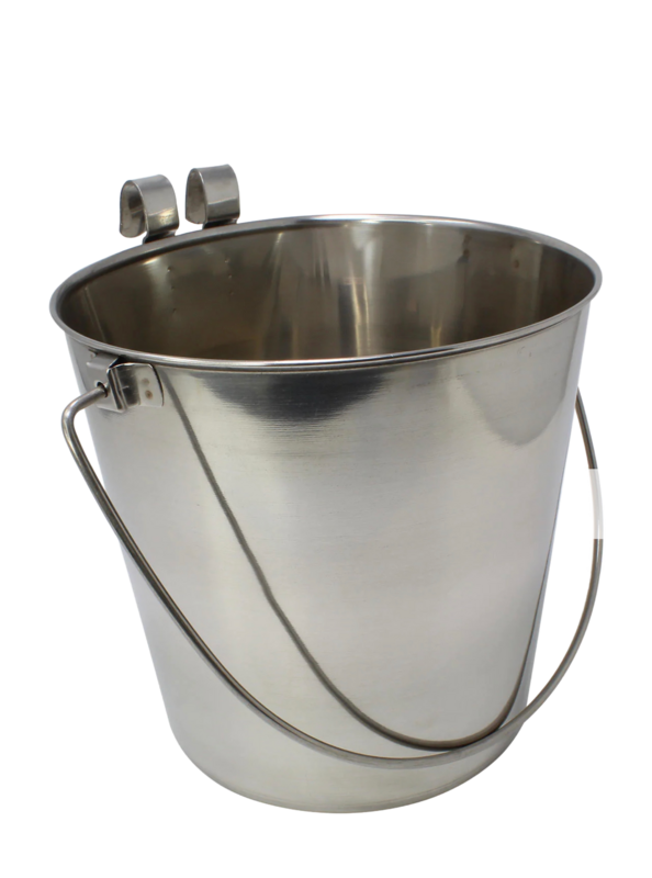 GIANT Stainless Steel Toy Bucket with Flat Sided and Hooks | Large Parrot