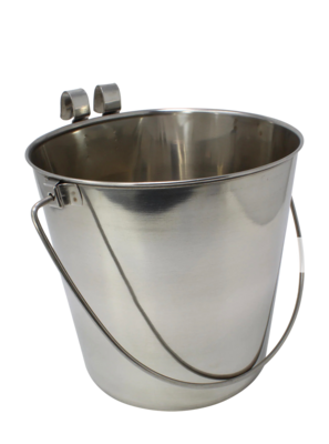 Small 1 Quart Stainless Steel Toy Bucket with Flat Sided and Hooks | Medium Parrot